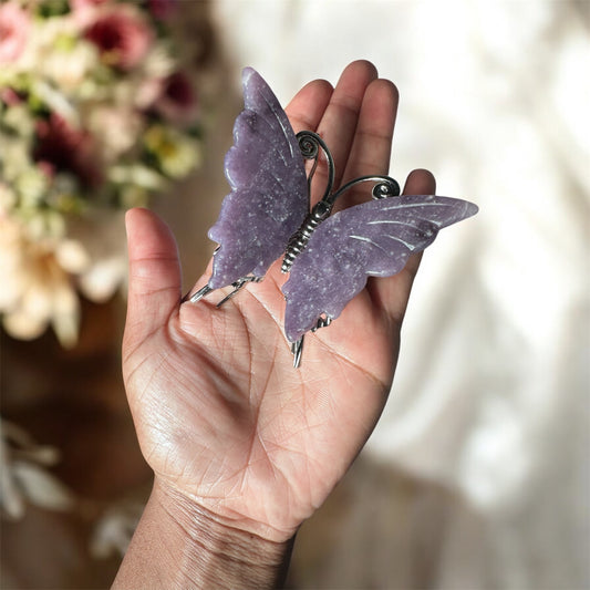 Lepidolite Butterfly Carving