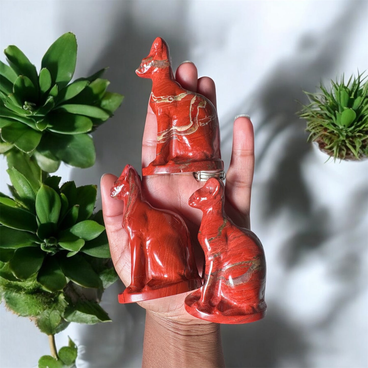 Red Jasper Egyptian Cat Carving