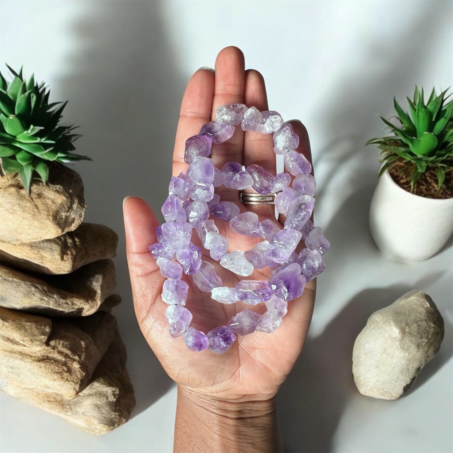 Chunky Amethyst Chip Bracelet