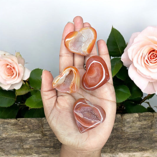 Carnelian Druzy Heart Carving